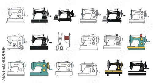 Vintage and Modern Sewing Machines Collection - Crafting Icons