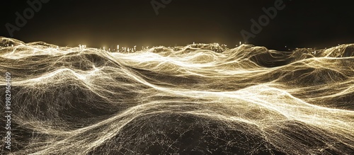 Intricate Woven Landscape of Light Lines at Nighttime Scene
