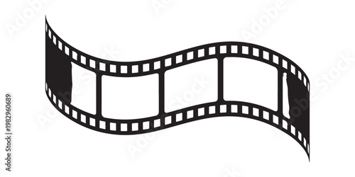Wavy film strip horizontal banner with empty frames for cinematic photo gallery and video production branding.
