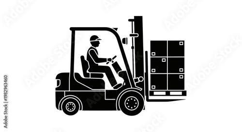 A person operating a forklift machine.