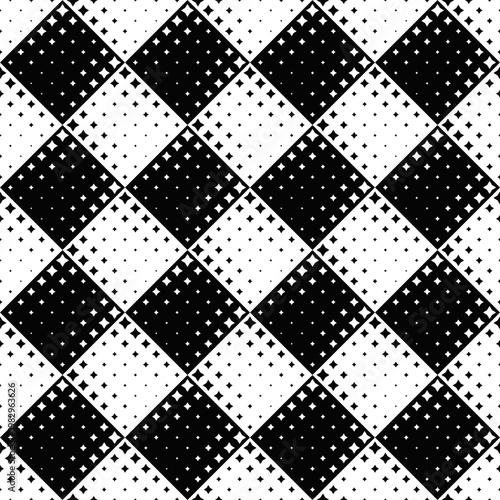 Black and white seamless star pattern background - abstract geometrical vector graphic design