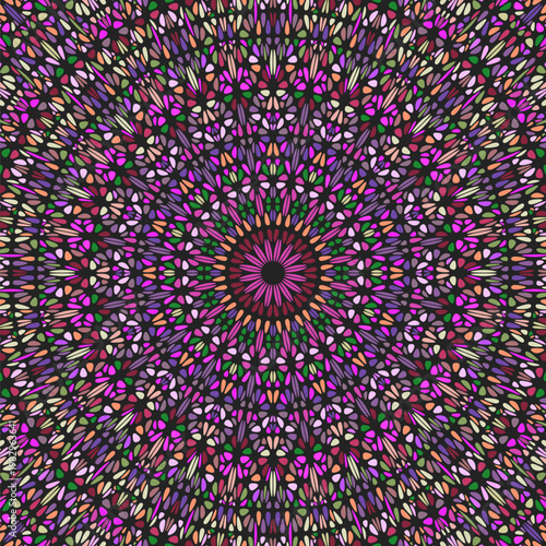 Oriental radial ornament pattern background - hypnotic abstract psychedelic vector graphic design