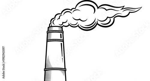 Industrial chimney emitting smoke into the atmosphere.