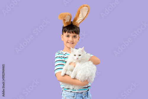 Cute little boy in bunny ea...