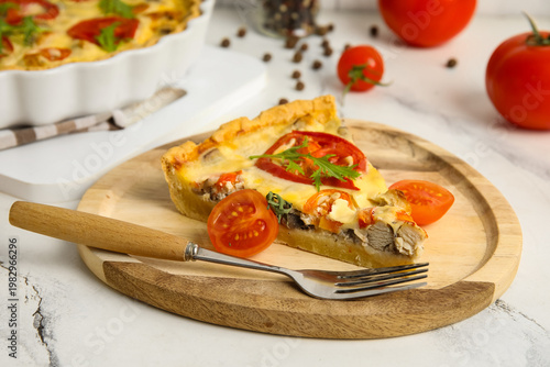 Wooden plate with piece of ...