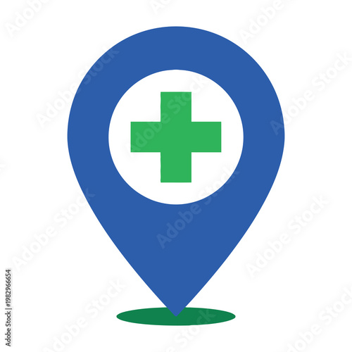 Medical Location Pin Icon Representing Hospital Facility or Pharmacy Store on Map Navigation System