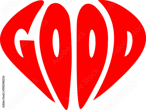  illustration of the word “Good” arranged in a heart shape