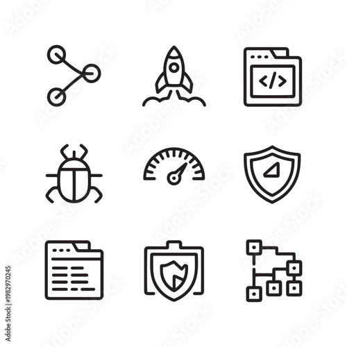 Bundle set collection black and white line of tools and devices 2