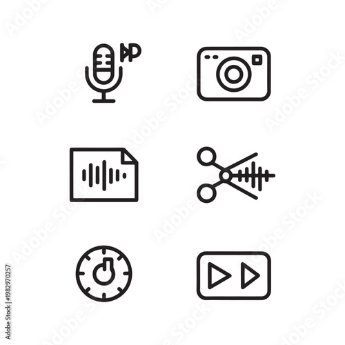 Bundle set collection black and white line of tools and equipment