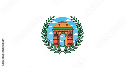 India Gate monument in a laurel wreath symbolizing Indian heritage and pride.
