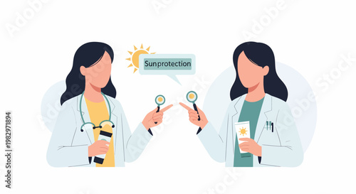 Two Female Doctors Discussing Sun Protection and Skincare.