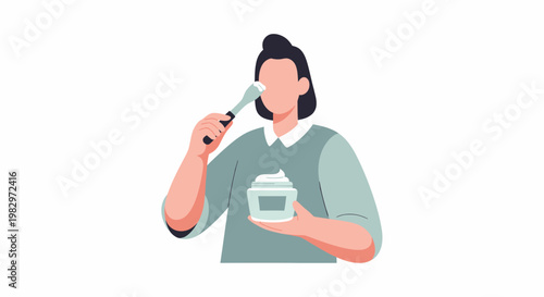 Woman Applying Facial Mask for Skincare Routine 1.
