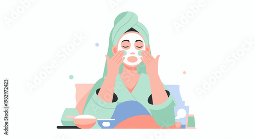 Woman Applying Face Mask for Skincare Routine 5.