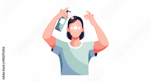 Woman Applying Hair Spray for Styling.