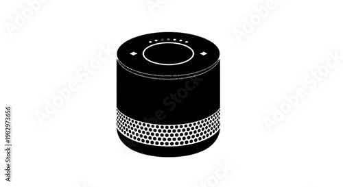 Vector illustration of smart speaker icon, wireless audio device with voice control and microphone on a transparent background