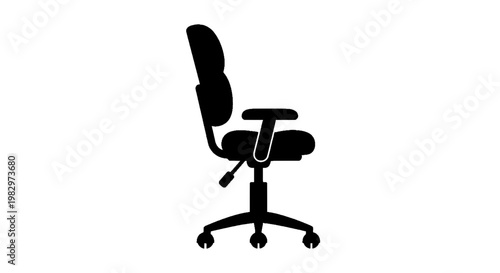 Vector illustration of black silhouette of an office chair on a transparent background