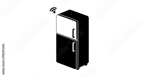 Vector illustration of smart refrigerator icon, vector illustration of a modern fridge with wifi connectivity symbol on a transparent background