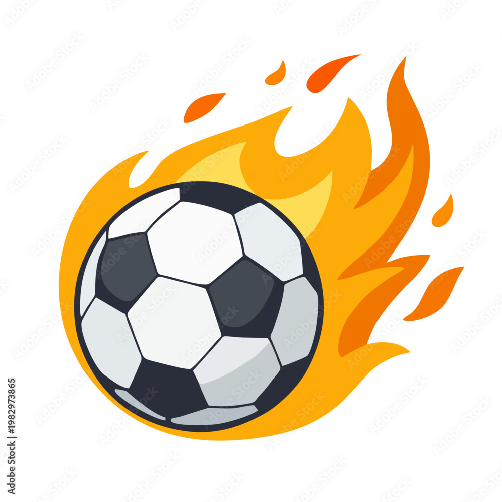 Fototapeta premium Cool soccer ball with flames