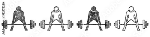 Sketch deadlift icon design set