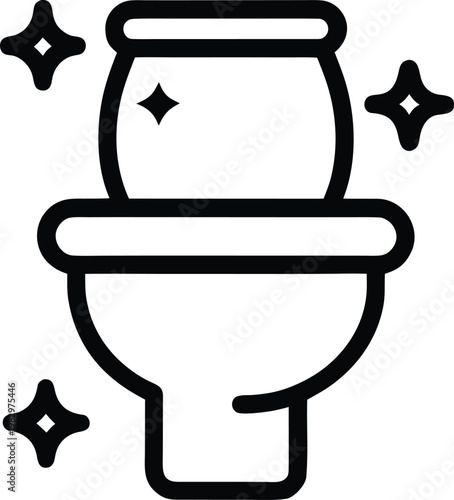 Sparkling Clean Toilet Outline Vector Icon for Hygiene and Sanitation