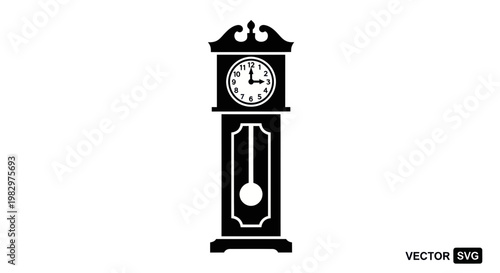 Grandfather Clock Silhouette Vector Icon