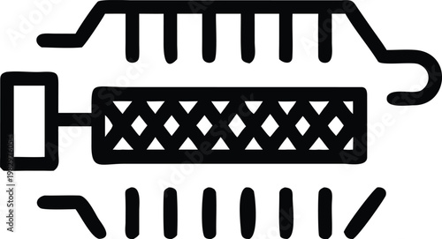 Industrial heating element diagram with coiled internal structure for process manufacturing