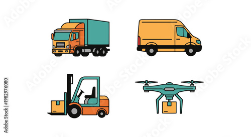 Logistics Vehicle Line art clean minimal illustration vector