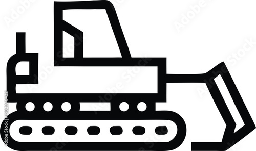 Industrial Heavy Equipment Bulldozer Icon for Construction and Earthworks Projects