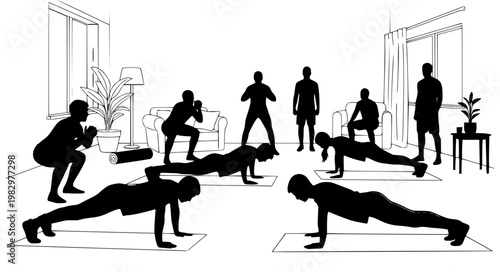 Home Workout Vector – Minimal Fitness Exercise Set