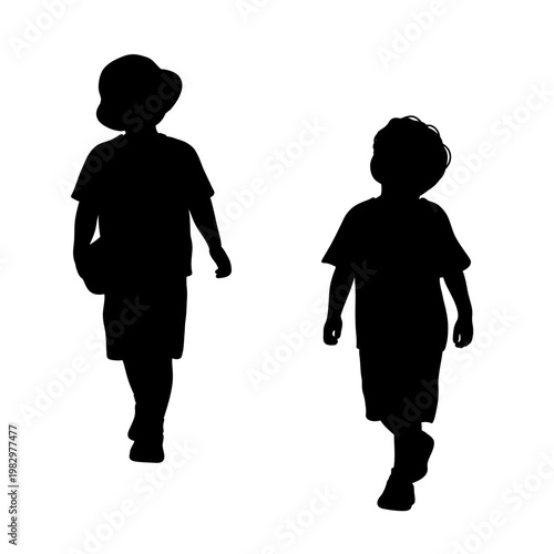 男の子　２人　 シルエット