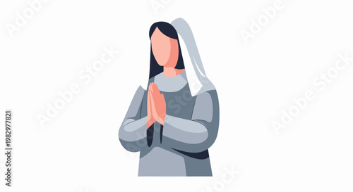 Woman Praying in Religious Habit.
