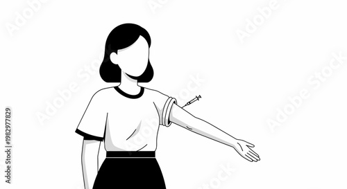 Woman receiving vaccination injection in arm.