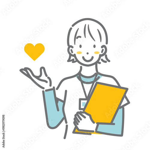 安心を提供するフィットネスクラブのインストラクター　シンプルでお洒落な線画イラスト