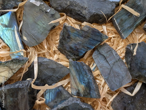 Photos Mystical Iridescent Labradorite Gemstones Scattered Raw