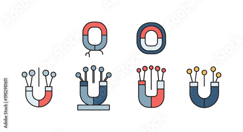 Magnetic Pin Holder Line art clean colorful shapes illustration