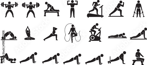 Fitness icons set for healthy lifestyle motivation