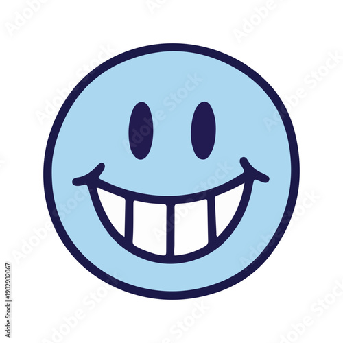 Blue Smiley Face Toothy Grin