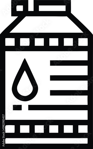 Industrial oil bottle with droplet symbol line icon for lubricant or liquid products
