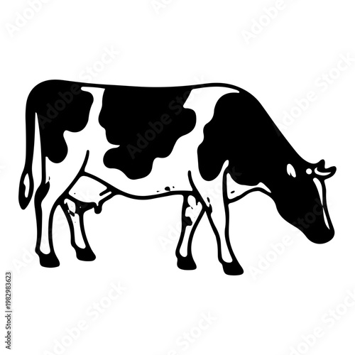 Grazing dairy cow silhouette vector
