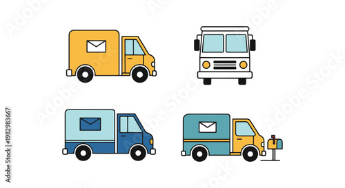 Mail Truck Line art vector creative simple shapes illustration