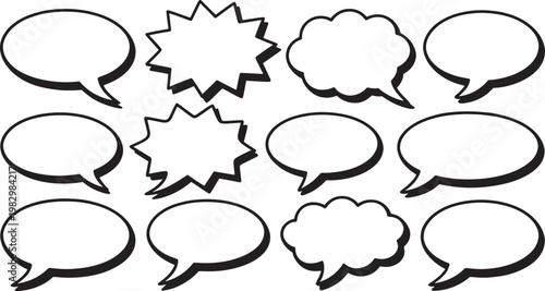 Wavy speech bubble line with question marks in black and white wavy line communication inquiry