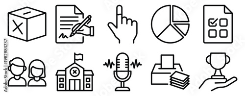Elections icon set solid mix style for voting campaign ballot and democratic participation