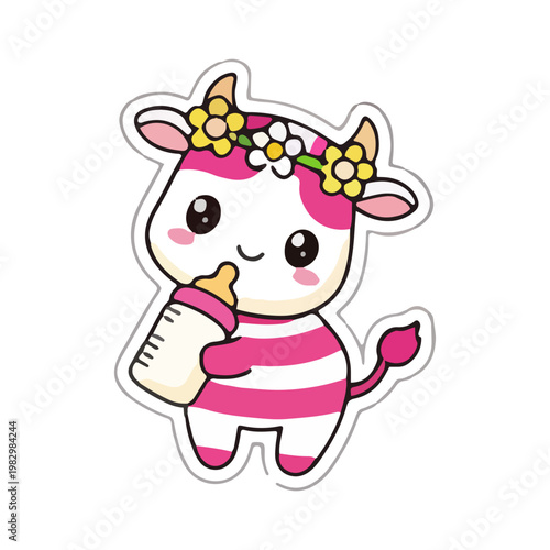 Cute Kawaii Pink Baby Cow