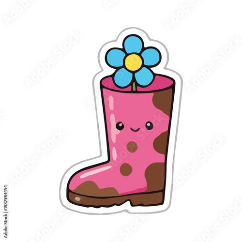 Kawaii Pink Rain Boot Sticker