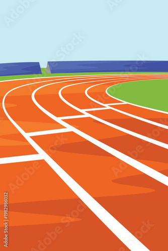 Running Track Outline Colorful Vibrant Simple Flat Vector