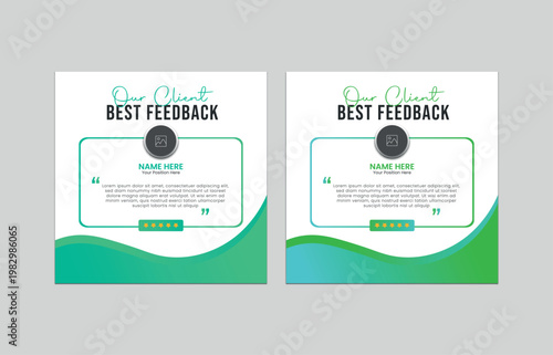 Customer testimonial and client feedback social media post template