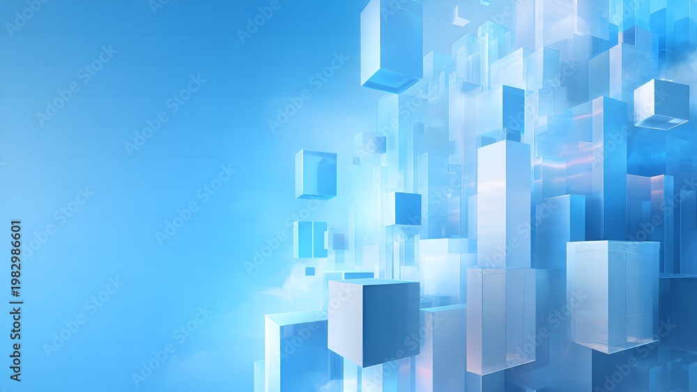 Fototapeta premium Modern Fintech Technology Background in Blue Tone with Copy Space