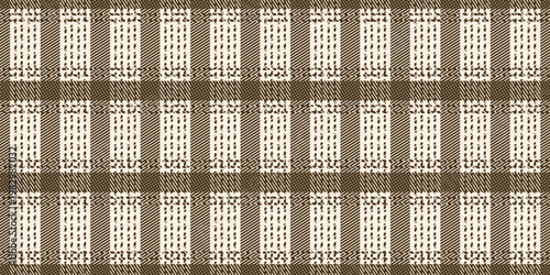 Checkered design seamless pattern. Vector french farmhouse stripe wallpaper with trendy brown Dobby pattern isolated light beige background. Perfect textile fabric print living room wall decor. EPS 10