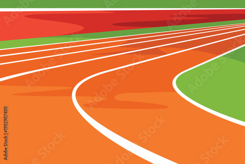 Running Track Outline Colorful Vibrant Simple Flat Vector