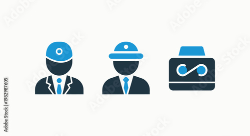 Professional business personnel and operational infinity icons with personnel business infinity employee professional management operation graphics corporate resources leadership workforce